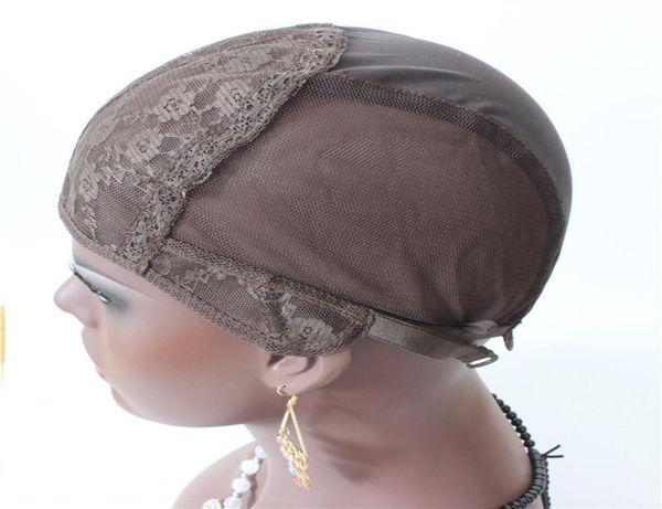 

brown jewish hairnets medium size black color wig cap making lace wigs weaving wigs with adjustable strap on the back7230668, Black;brown