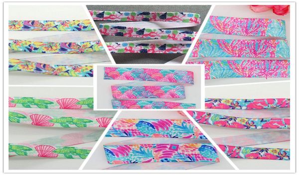 

100yards 58 inch lilly prints fold over elastic hair ribbon foe bow ribbons girls hairbands hair accessories1108195, Slivery;white