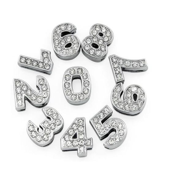 

8mm 10mm az alphabet 09 numbers zinc alloy slider letter charms symbol full rhinestones mixed 130pcs 1102 q23504162, Bronze;silver