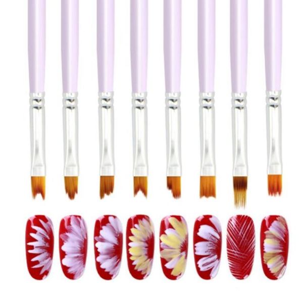 

acrylic painting brush uv gel flower drawing pen purple handle manicure nail art tool 8 patterns optional liner pen5186077, Yellow