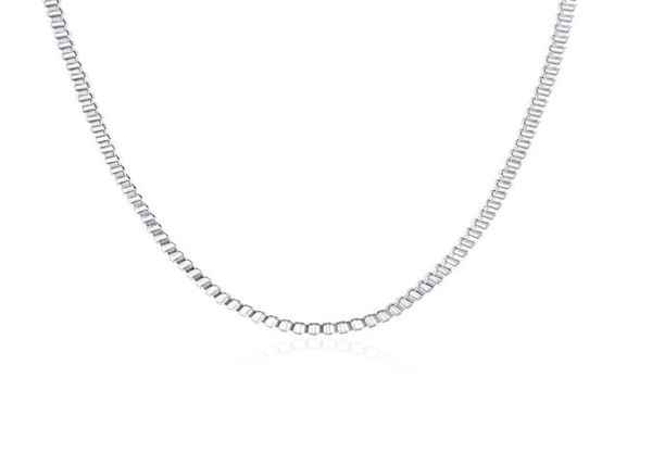 

fashion jewelry silver chain 925 necklace 2mm box chain for women girl 16 18 20 22 24 inches5770618