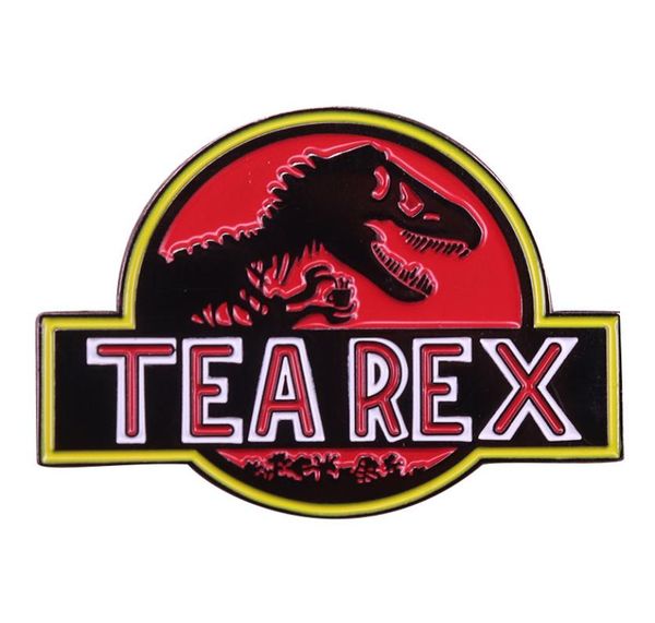 

tea rex trex pun enamel pin dinosaur raptor brooch horror art badge funny tea lover gift1774827, Gray