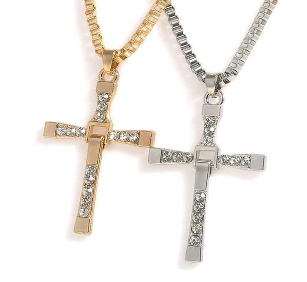 

12 pcs lot punk fast and furious 8 long pendant necklaces whole cross necklace for men x0707174d6595637, Silver