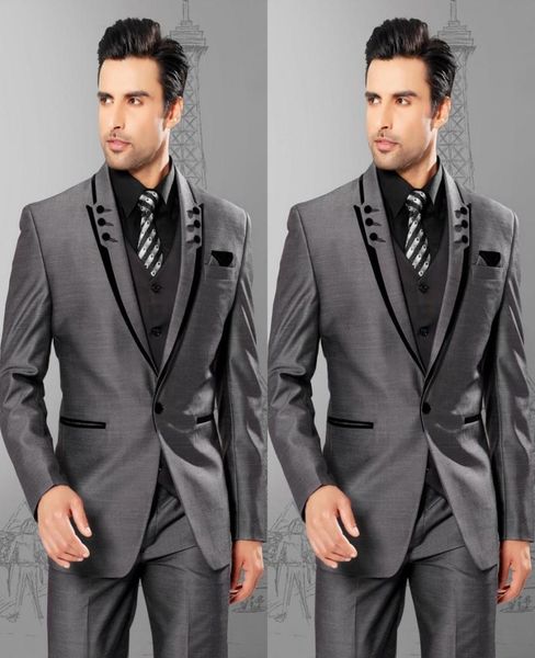 

handsome gray groom tuxedos men evening dress toast suit man work business suitjacketpantsvesttie no9117969632, Black;gray