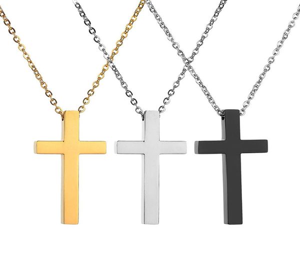 

stainless steel cross pendant necklaces men religion faith crucifix charm decoration chain for women jewelry gift1709641, Silver