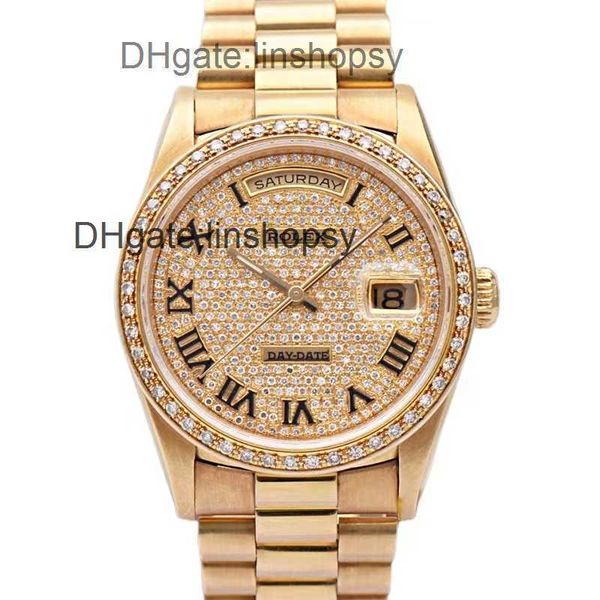 

luxury designer women watch weekly calendar series rear diamond set automatic mechanical watch men's movement luminous sapphire waterpr, Slivery;golden