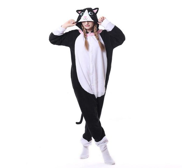 

animal black cat onesie men women dj kitty onesie matching pajama overall sleepwear cartoon carnival big size fashion suit7236081, Black;red