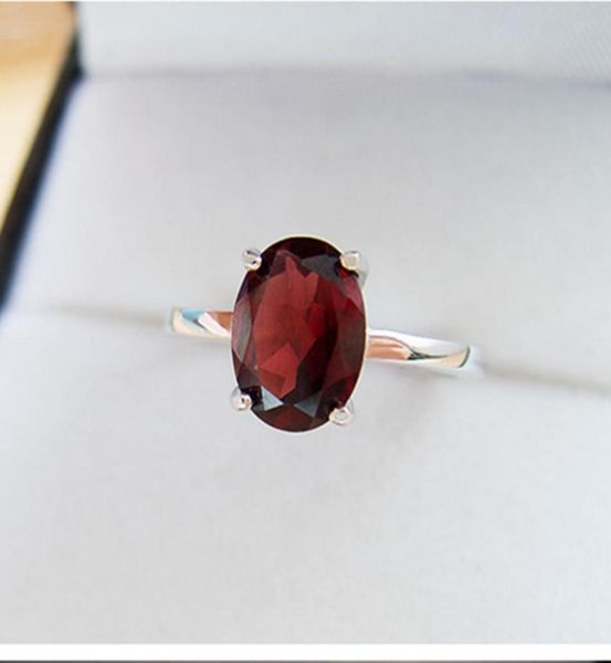 

100 natural garnet ring for daily wear 79mm garnet silver ring simple 925 silver gemstone ring9620625, Golden;silver