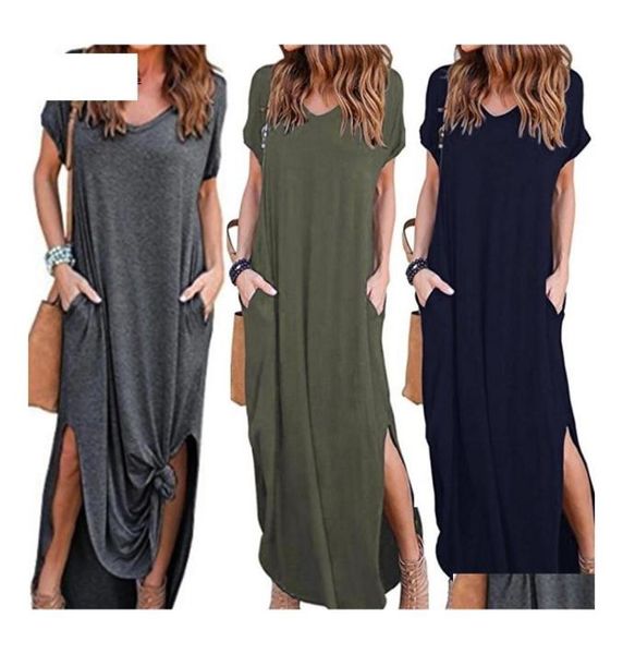 

casual dresses womens loose summer beach gallus short sleeves floorlength long dress g3 mx190723 drop delivery apparel clothing dr9883253, Black;gray