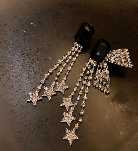 

2021925 dangle temperament fashion exaggerated geometric square diamond earrings net red simple female rectangular long section 557760215, Silver