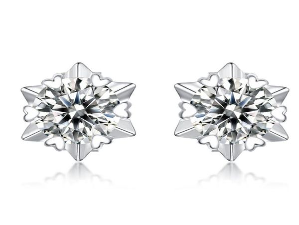 

snowflake stud earrings 925 sterling silver jewelry 65mm 10 carat diamond moissanite earrings for women wedding gift8608674, Golden;silver