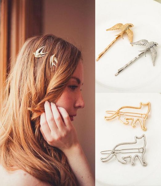 

whole hair clips brand new bohemia fashion women hair jewelry gold silver plated alloy animals barrettes lhr0024521627, Golden;silver