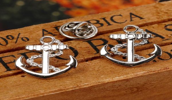 

vintage silver golden anchor brooches pins for mens suit shirt collar clip hat backpack badge lapel pin retro mini breastpin small1371490, Gray