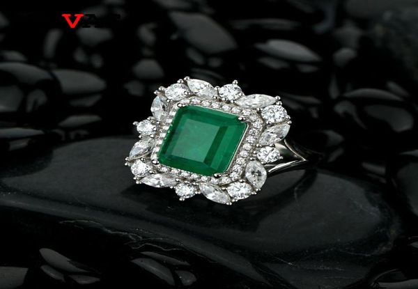 

oevas 100 925 sterling silver synthesis emerald wedding rings for women sparkling high carbon diamond party fine jewelry gifts2077268, Golden;silver
