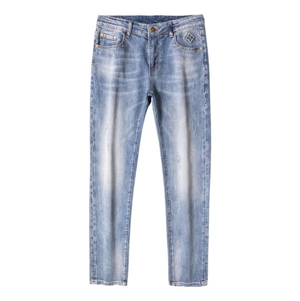 

cotton straight elastic business jeans classic style denim male fashion brands men trousers4368760, Blue