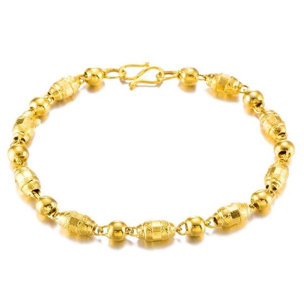 

5mm beads wrist chain bracelet men jewelry 18k yellow gold filled classic fashion gift1038947, Black