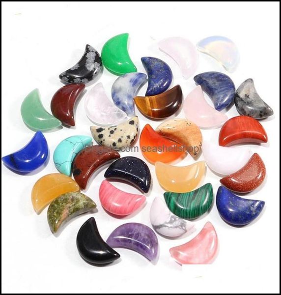 

stone whole custom natural crystal small crescent healing moon stones for jewelry making bend crafts ornament 13x18mm dh5719974, Black