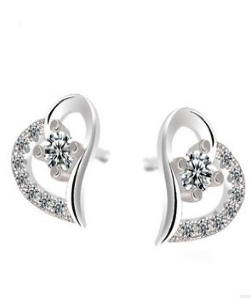 

earrings silver stud earring selling crystal heart stud earrings for women girl wedding party jewelry whole 0029wh6974942, Golden;silver