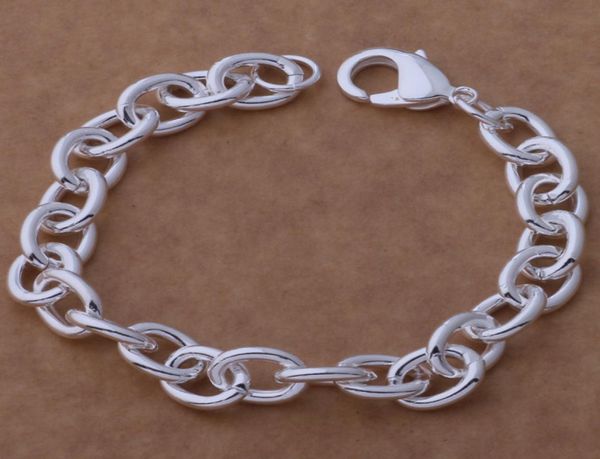 

factory 925 sterling silver plated thick chain bracelet fashion jewelry party gift 9713774, Black