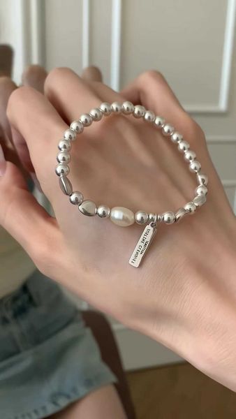 

broken silver baroque pearl women's beaded beads handicraft strap irregular new style bracelet, Golden;silver