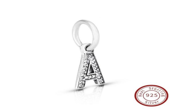 

letter a authentic 925 sterling silver jewelry crystal a-z letter pendant 26 alphabet pendant charms fit original bracelet&necklace6319115, Black