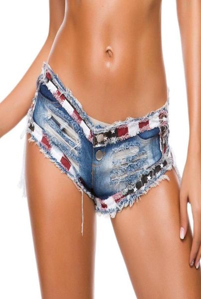 

female jeans lace up jean shorts low waist short cotton denim distressed for women6980725, Blue