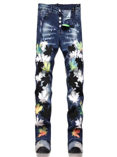 

fashion men jeans relaxed fit stretch clothing designer pants mens slim denim straight biker hole hip hop men039s jean black pl9165337, Blue