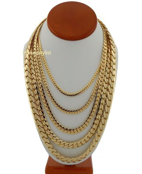 

mens miami cuban link chain necklace 14k gold gp 24inch 10mm1772030, Silver