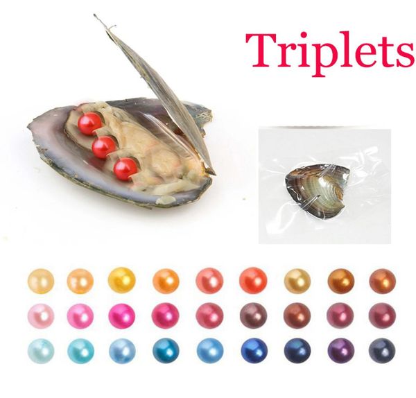 

natural 27mix color freshwater round triplets pearls oyster loose beads cultured fresh oyster pearl mussel farm supply dropshippin4667741, White