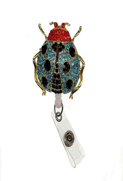 

10pcslot rhinestone insect ladybug retractable pull id name card holder for medical nurse3370170, Gray