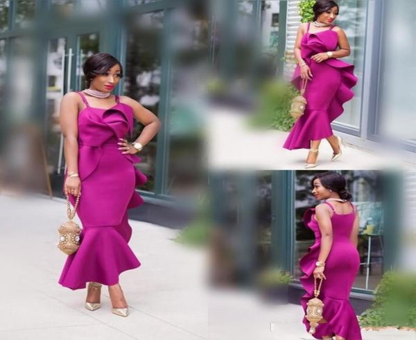 

african black girls prom dresses 2018 fushia mermaid evening gowns spaghetti ruffles plus size mermaid formal party dress custom m2956633