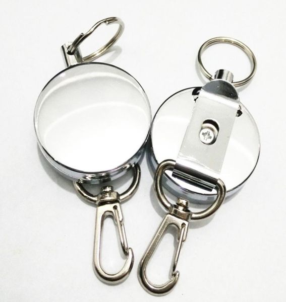 

new retractable pull key ring id badge lanyard name tag card holder recoil reel belt clip metal housing metal covers c6746036585, Slivery;golden