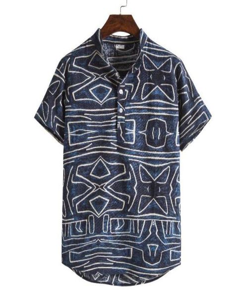 

shirts for men vacation hawaiian shirt stand collar navy summer camisas de hombre men clothing9658266, White;black