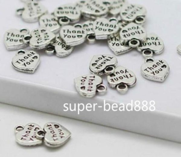 

500pcs antique silver bronze hearts letter thank you charms prndant for jewelry making 1012mm4523196, Bronze;silver