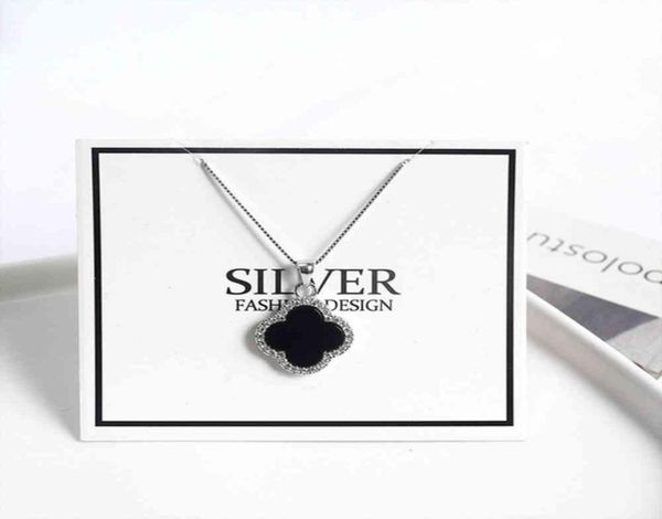 

authentic 100 925 sterling silver black red four leaf clover pendant necklaces for fashion women wedding engagement jewelry gif6967412