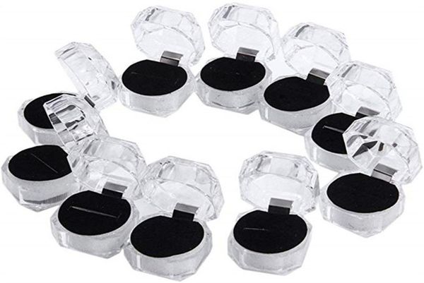 

clear plastic ring earrings display boxes pendant beads storage organizer boxes package case gift jewelry box4172244, Black;white