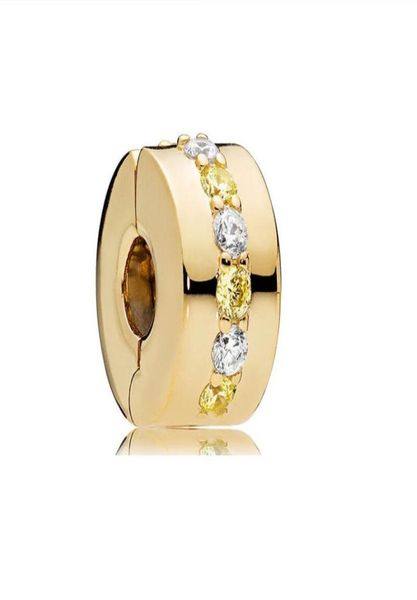 

100% 925 sterling silver charms yellow gold european bead fit bracelet diy for women jewelry cz800221364128