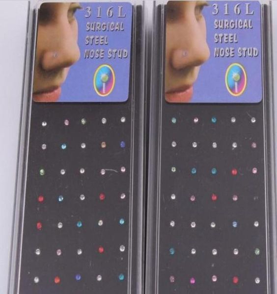 

nose piercing jewelry n14 mix 10 colors 40pcslot stainless steel nose stud body jewelry5075250, Silver