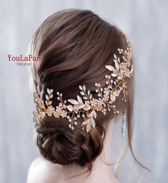 

youlapan hp278 wedding hair accessories rose gold hair pieces headband women tiara wedding headpiece flower bridal headwear x06254947613, Slivery;golden