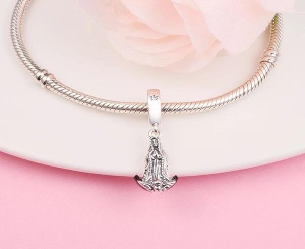 

2022 new 100% 925 sterling silver jewelry virgin of guadalupe motif dangle charm bead fit p bracelet diy jewelry making loose beads accessor, Black