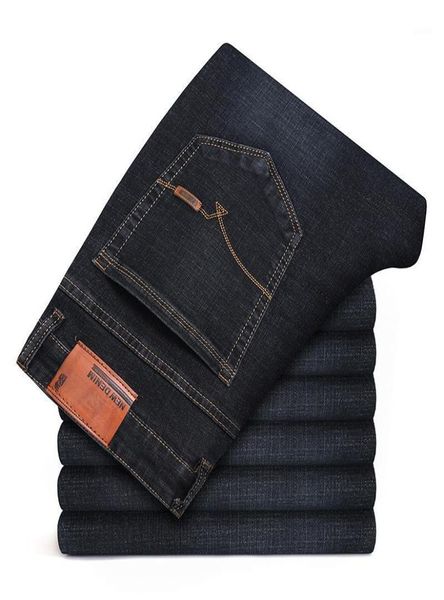 

classic fashion men039s casual jeans 2020 autumn and winter business loose straight long pants high waist stretch slim trousers8654072, Blue