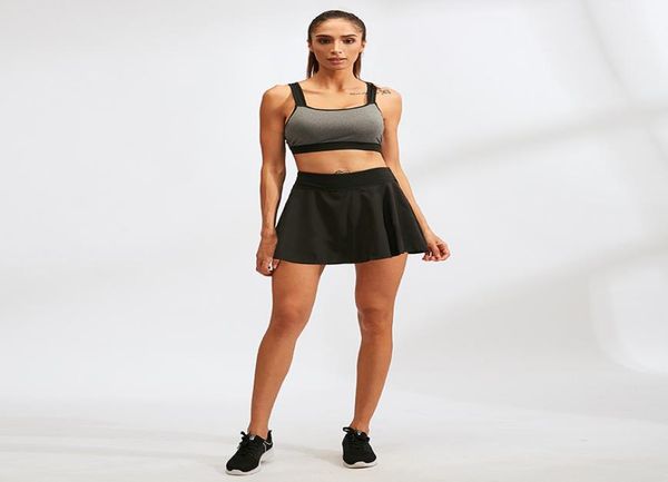 

legging style womens sports quick-drying culottes tennis dance yoga training wear anti-exposure fitness lining short pantskirt 2074yoga58075, White;red