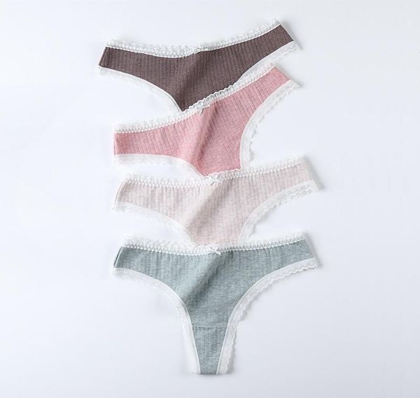 

5 pcsset lace thong panty soft cotton woman tback mulberry silk antibacterial gstring panties underwear drop6946736, Black;pink