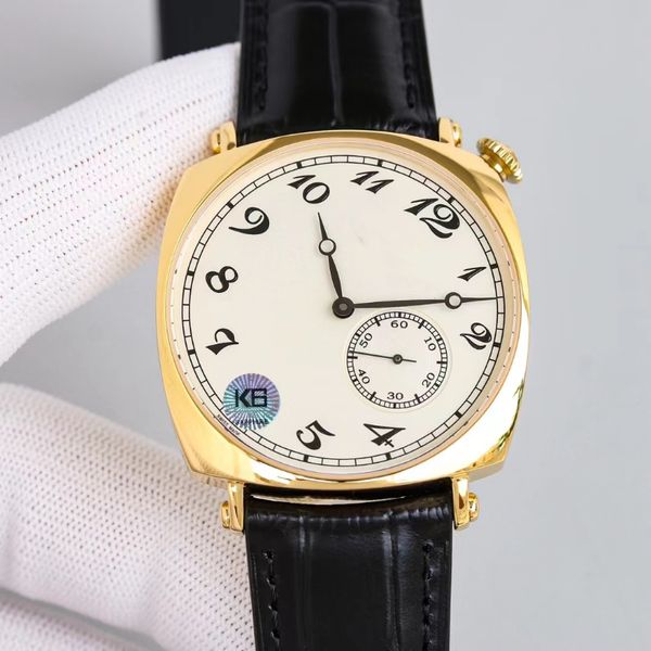 

pillow ear he cross two and a half pin watch casual sports sapphire mirror hand stitched calfskin strap automatic cushion watch brand name w, Slivery;brown