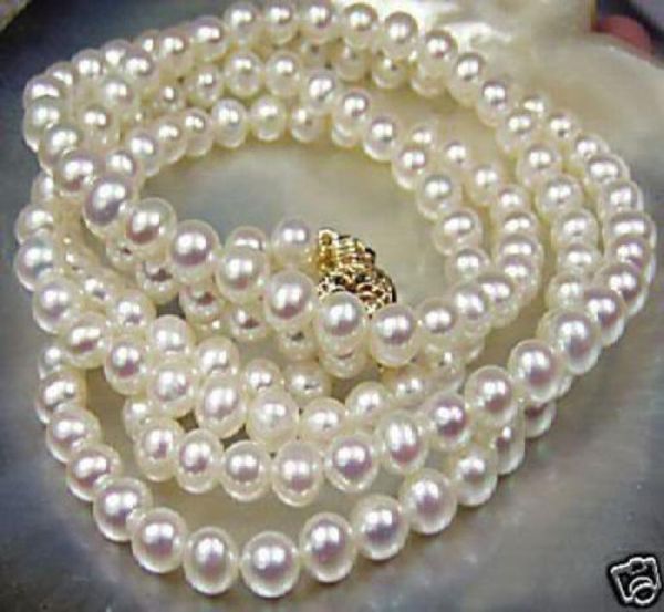 

beautiful78mm white akoya cultured pearl necklace 25quotm0204647022, Silver