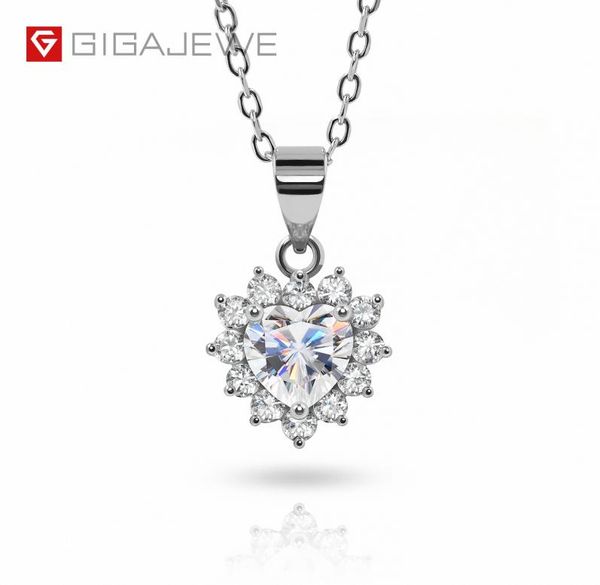 

gigajewe 08ct 60mm heart cut 18k white gold plated 925 silver pendant necklace women moissanite love jewelry woman girl gift gms1093808