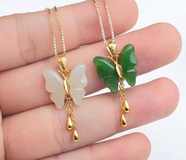 

natural green jade butterfly pendant deli very01234567297166, Silver