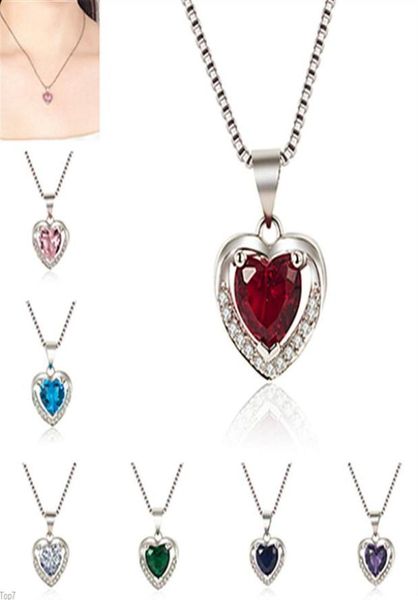 

crystal womens necklaces pendant heart love shaped blue love fashion clavicle chain gold silver plated8675675