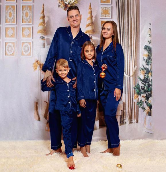 

2pcs family match satin pyjamas kids sets boys girls solid silk children pjs clothes custom personalize toddler outfits pajamas 222366708, Black;red