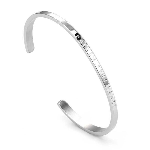 

titanium steel c-shaped with engraved lovers ornament opening bracelet, Golden;silver